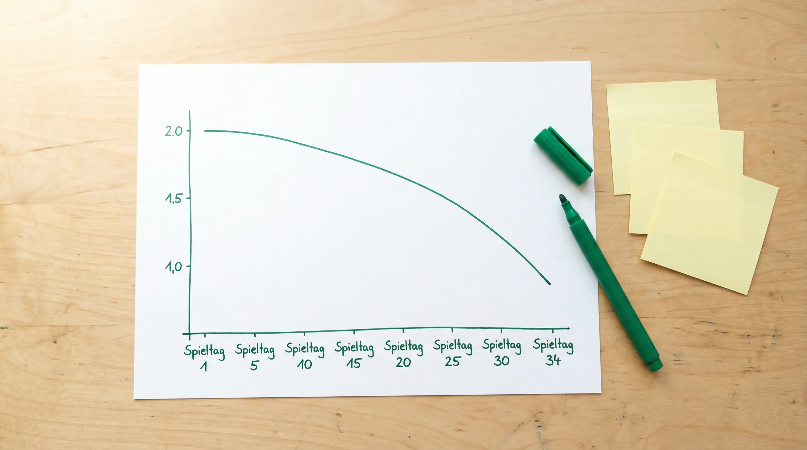 Abstiegsquoten Entwicklung im Saisonverlauf — schematische Darstellung der Quotenkurve von August bis Mai