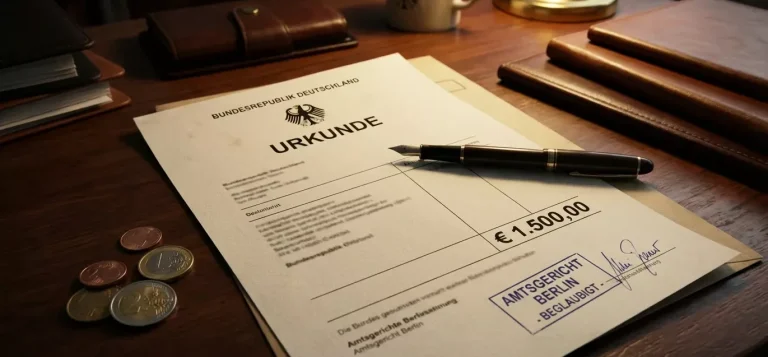 Offizielles Dokument mit Stempel und €-Symbol als Symbol für die deutsche Wettsteuer